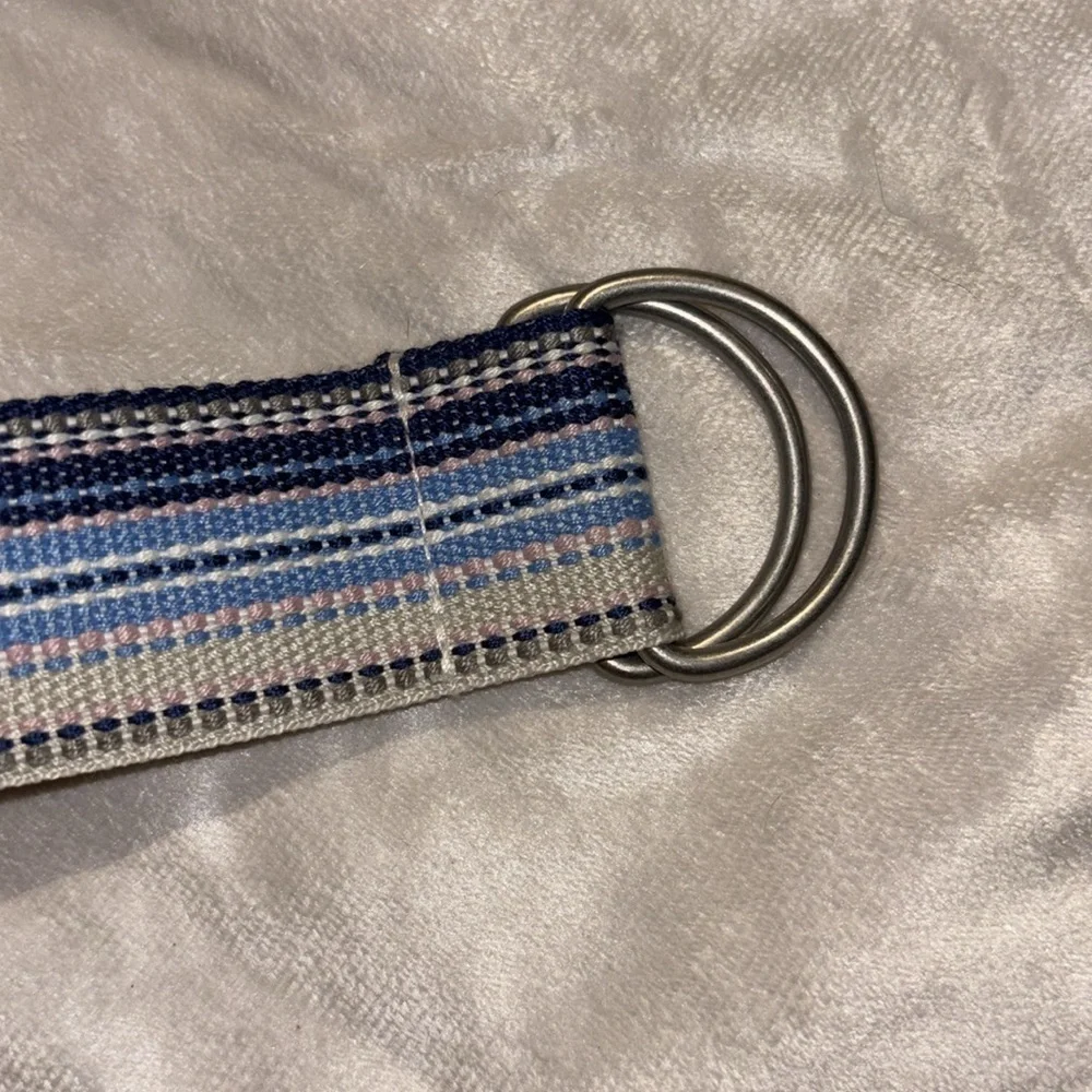 Striped Blues and Pink and Light Tan Belt 52” in Length Fits Up to Large